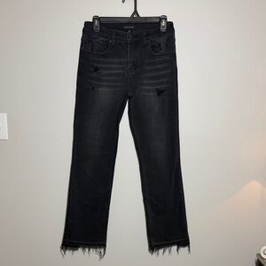 Edgy Black Distressed Ankle Jeans